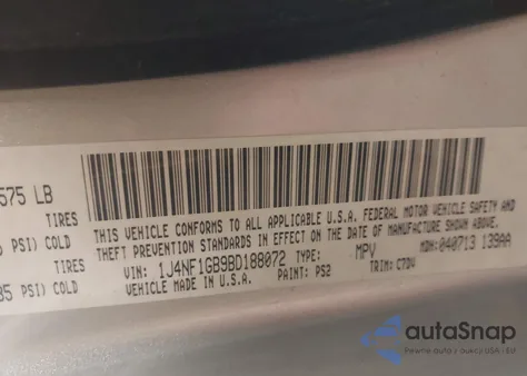 2011 Jeep Patriot Sport из США, поврежденный, VIN 1J4NF1GB9BD188072